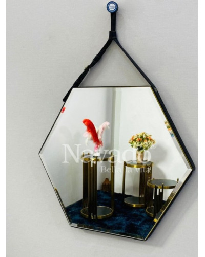 Gương phòng tắm hình lục giác treo dây da NAV 905