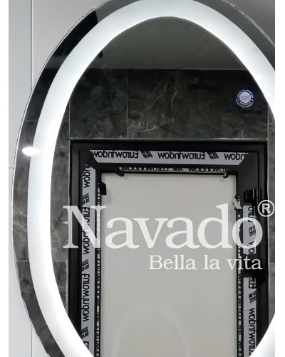 Gương elip khung inox đèn LED NAV 3026CL-IN