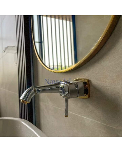 Gương trang điểm hình tròn khung inox NAV 3008-IN
