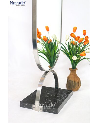 Gương toàn thân inox trắng có chân Mila NAV 3001-IN