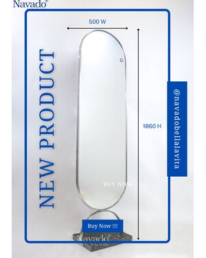 Gương toàn thân inox trắng có chân Mila NAV 3001-IN