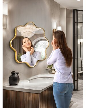 Gương trang điểm khung inox hoa đào Peach NAV 3018-IN 