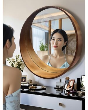 Gương trang điểm bọc vành da to dần NAV 903